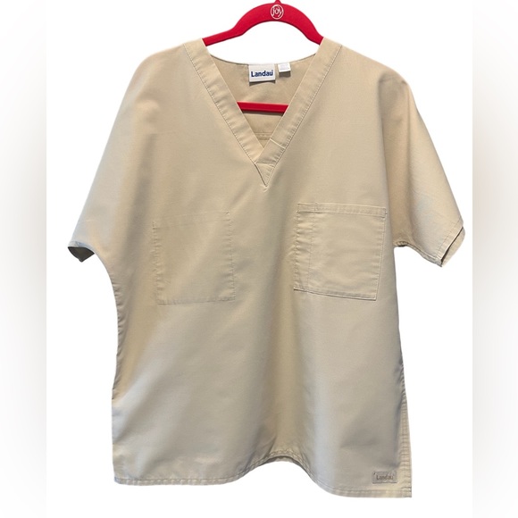 Landau scrub set tan size medium with medium petite bottoms. - Picture 3 of 4